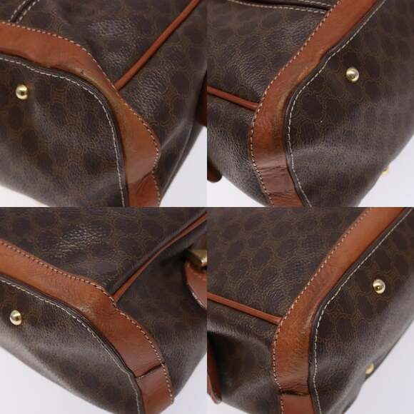 CELINE Macadam Canvas Hand Bag Pvc Leather Brown Gold - Picture 10 of 13
